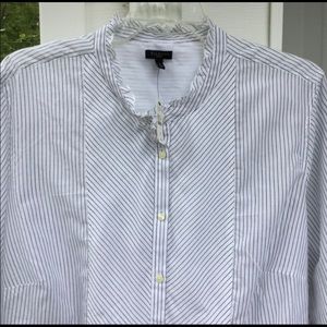 NWT Talbots bib shirt with ruffle and pinstripes